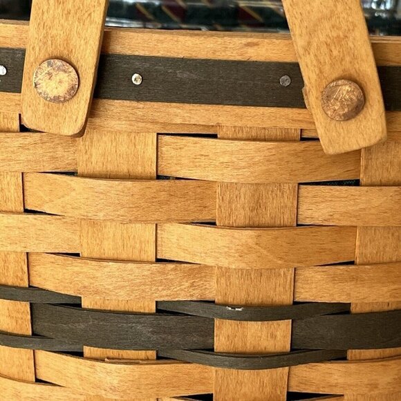 Longaberger 1995 Christmas Collection Cranberry Basket w/ Liner & Insert Holiday - Picture 6 of 16